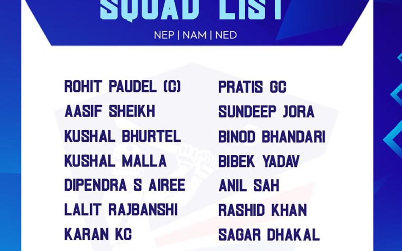 त्रिकोणात्मक टी-२० सिरिजका लागि नेपाली टिमको घोषणा