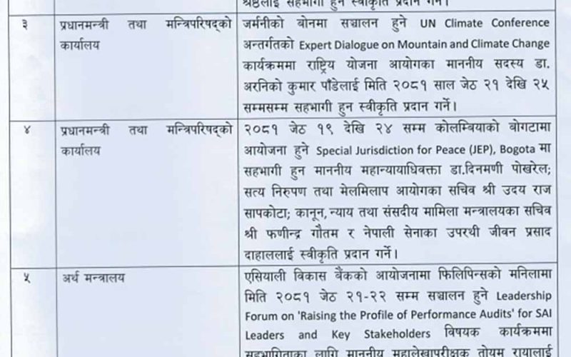 मन्त्रिपरिषद् बैठकका २६ निर्णय सार्वजनिक