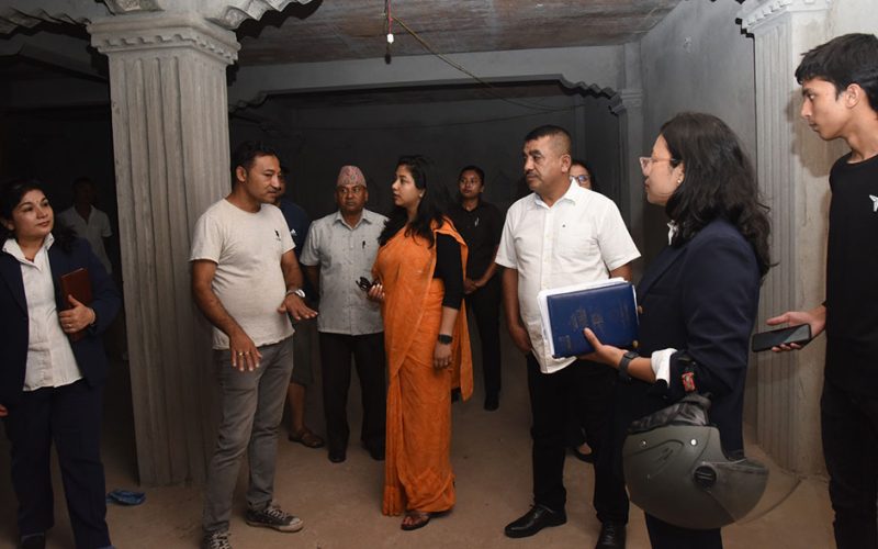 हाँडीगाउँमा पुनः निर्माण भइरहेका सम्पदाको अनुगमन